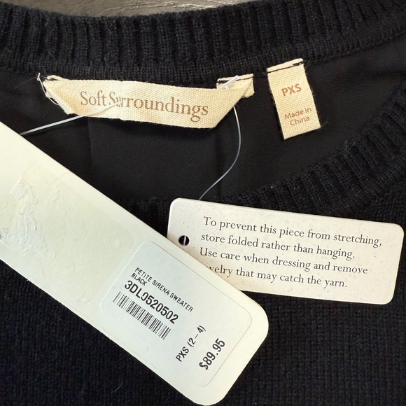 Soft Surroundings Petite Sirena Wool Blend Black Sweater Size PXS - Picture 9 of 10